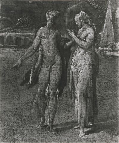 National Gallery, London — Niccolò dell'Abate - sec. XVI - Morte di Euridice, particolare — particolare, prima della pulitura